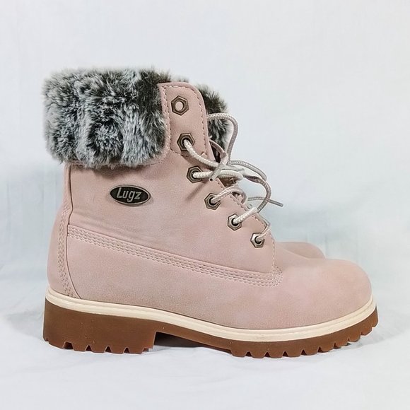 Lugz Women’s Hudson Lace-Up Fur-Trim Boots-Size 6-Bubble Gum Pink-New in… - Picture 3 of 5